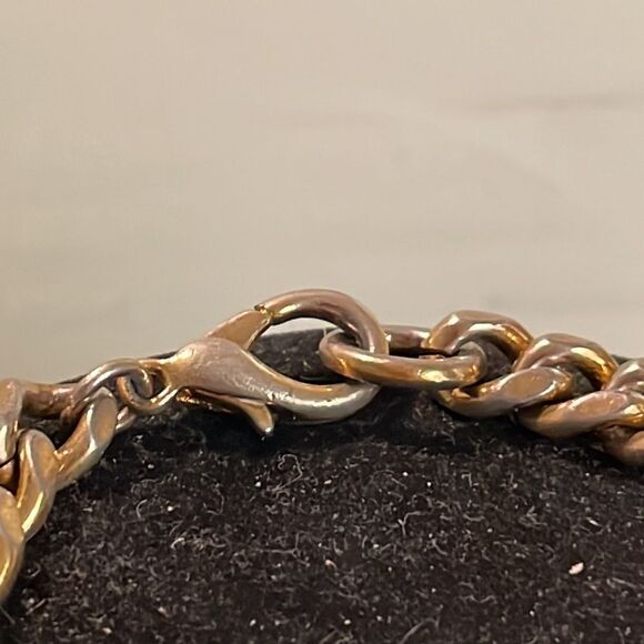Vintage-6” chunky gold tone Figaro chain bracelet with large lobster claw clasp - Picture 6 of 11